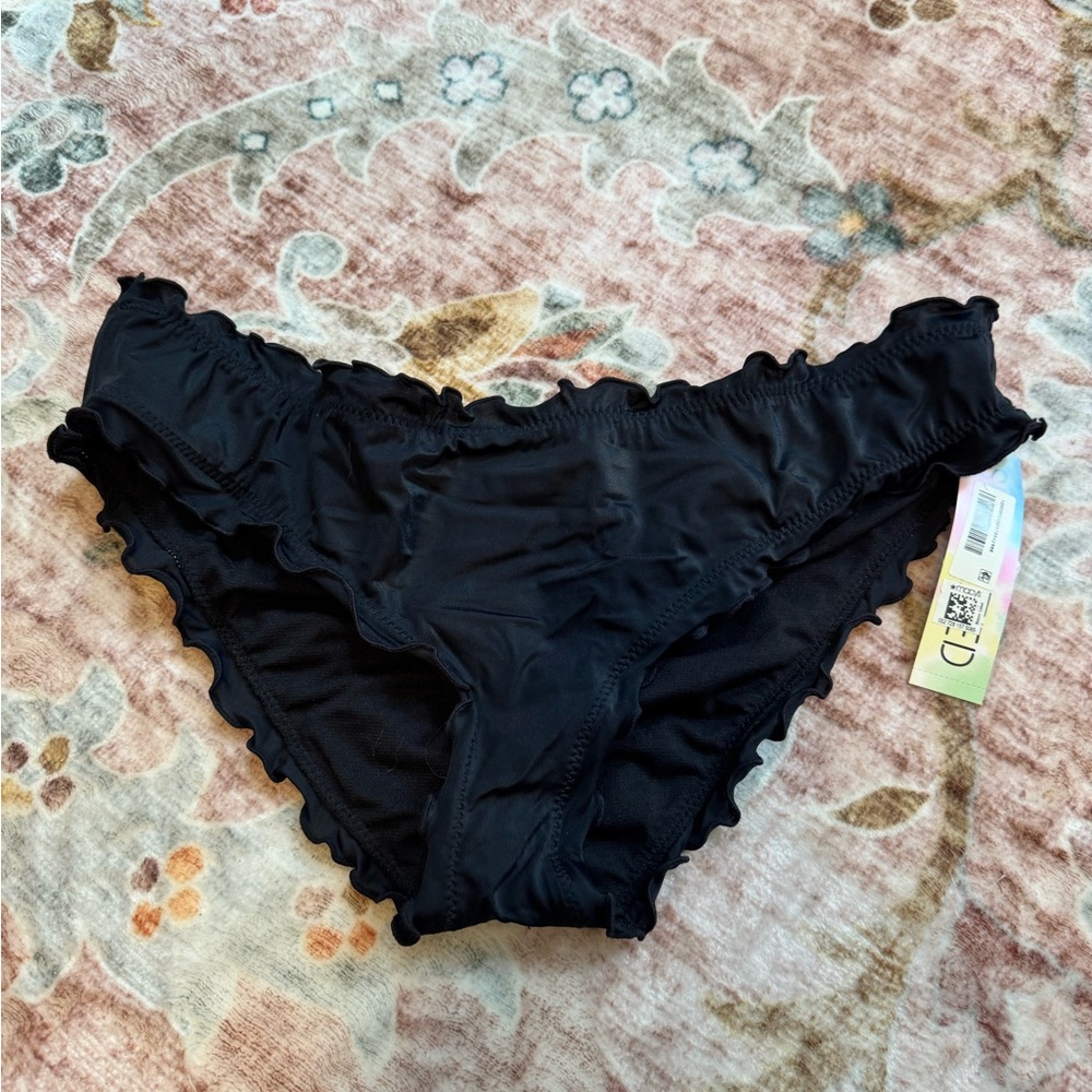 Macy's Black Ruffled Bikini Bottom